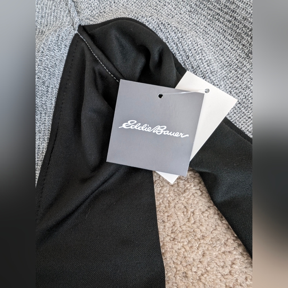Eddie Bauer Gray/Black Full Zip Knit Jacket NWT - Picture 3 of 9
